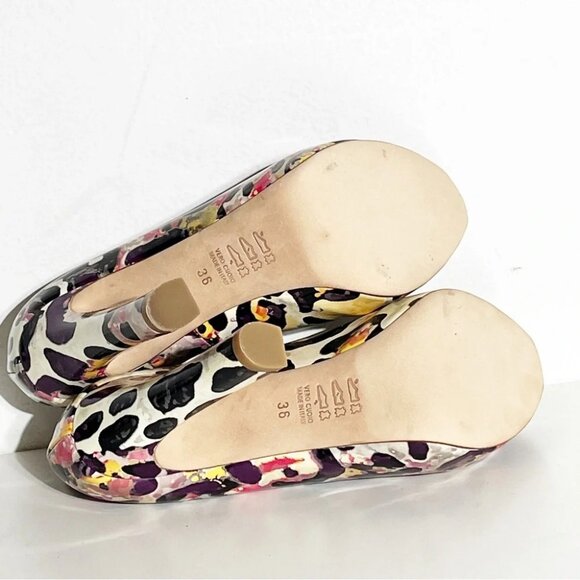 New Roberto Festa Peep toe patent multicolor print platform heels pumps size 36 - Picture 5 of 6